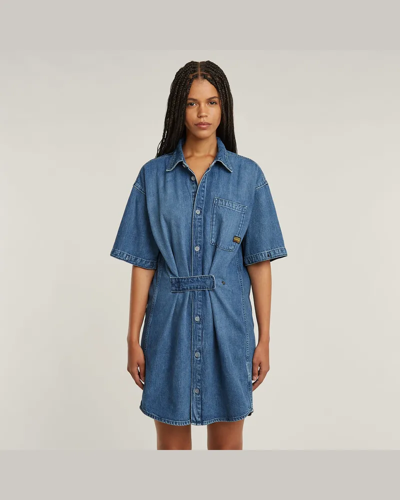 G-STAR RAW Modular Shirt Kleid - Mittelblau - Damen Mittelblau