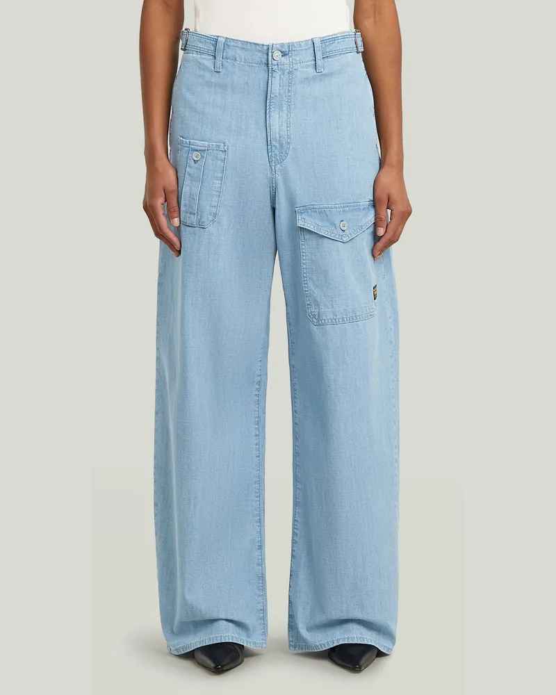 G-STAR RAW Belted Cargo Loose Jeans - Hellblau - Damen Hellblau