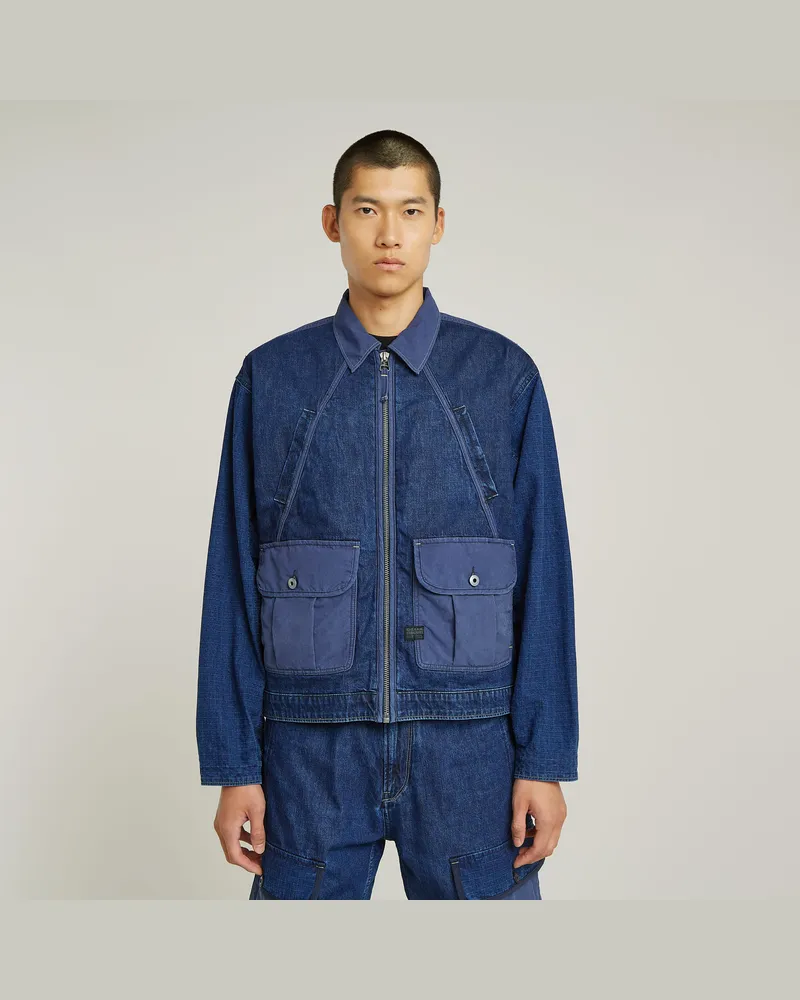 G-STAR RAW Mixed Coach Zip Jacke - Dunkelblau - Herren Dunkelblau