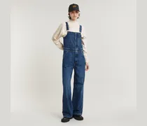 Straight Leg Zip Latzhose - Dunkelblau - Damen