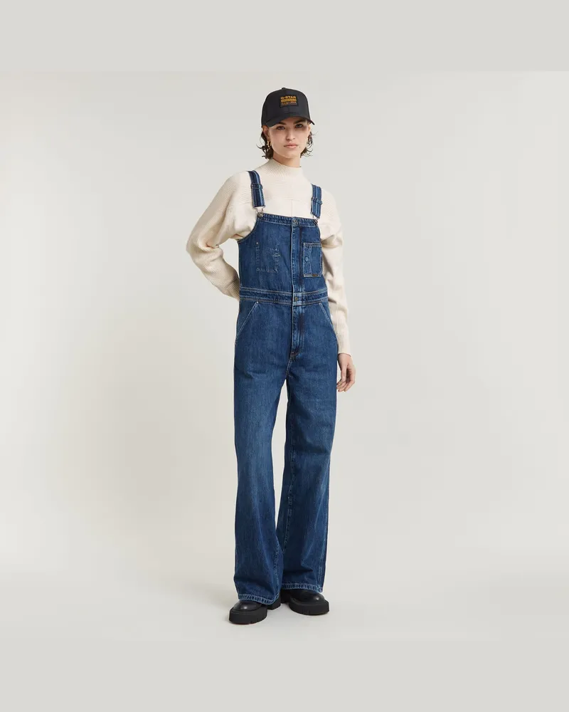 G-STAR RAW Straight Leg Zip Latzhose - Dunkelblau - Damen Dunkelblau