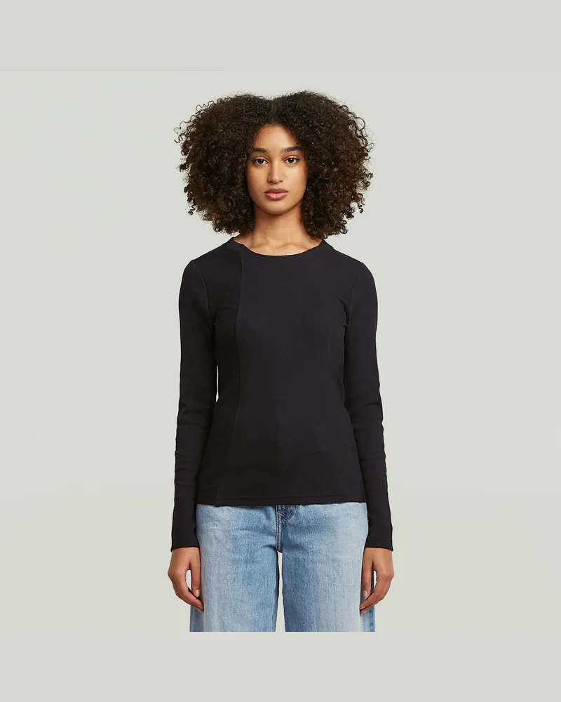 G-STAR RAW A-Line Slim Rib T-Shirt - Schwarz - Damen Schwarz