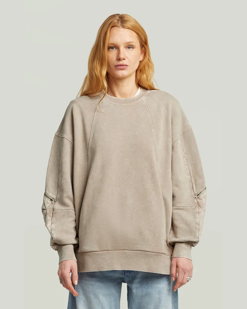 G-STAR RAW Washed 3D Mix Oversized Sweater - Beige - Damen Beige