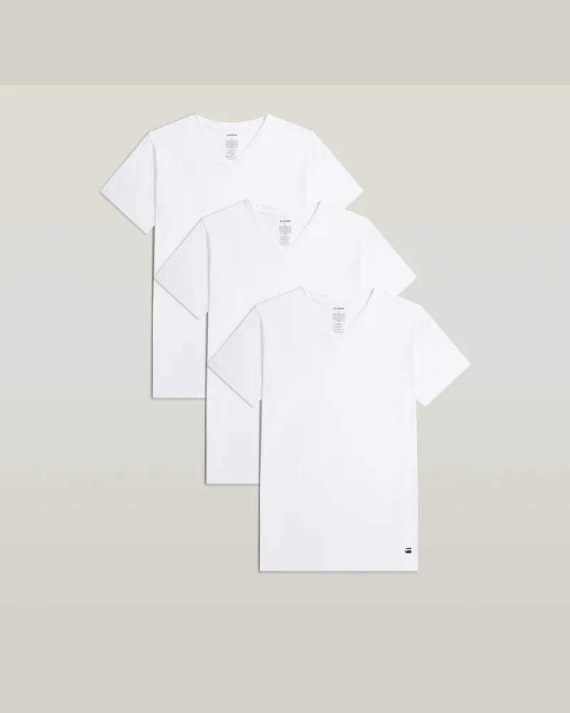 G-STAR RAW T-Shirt V-Neck 3er-Pack - Weiß - Herren Weiß