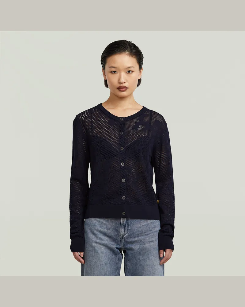 G-STAR RAW Pointelle-Cardi-Strick - Dunkelblau - Damen Dunkelblau