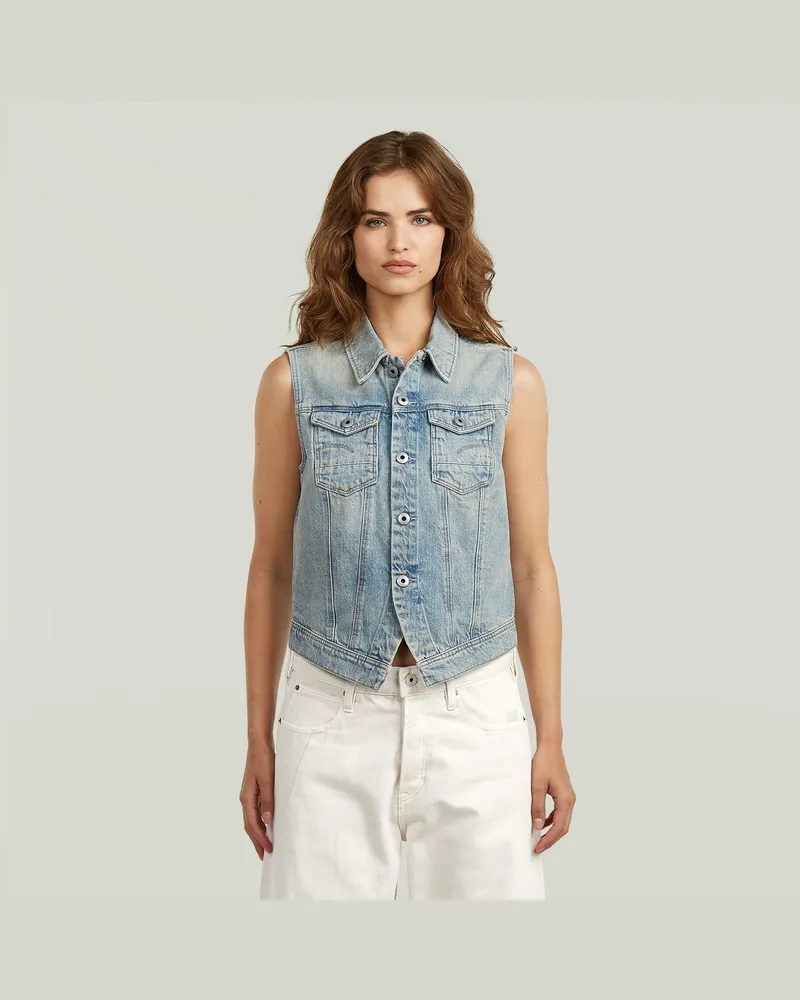 G-STAR RAW Pitched Hem Slim Weste - Hellblau - Damen Hellblau