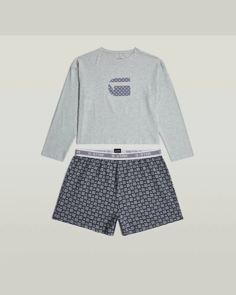 G-STAR RAW Long Sleeve Tee & Shorts Set - Mehrfarbig - Damen Mehrfarbig