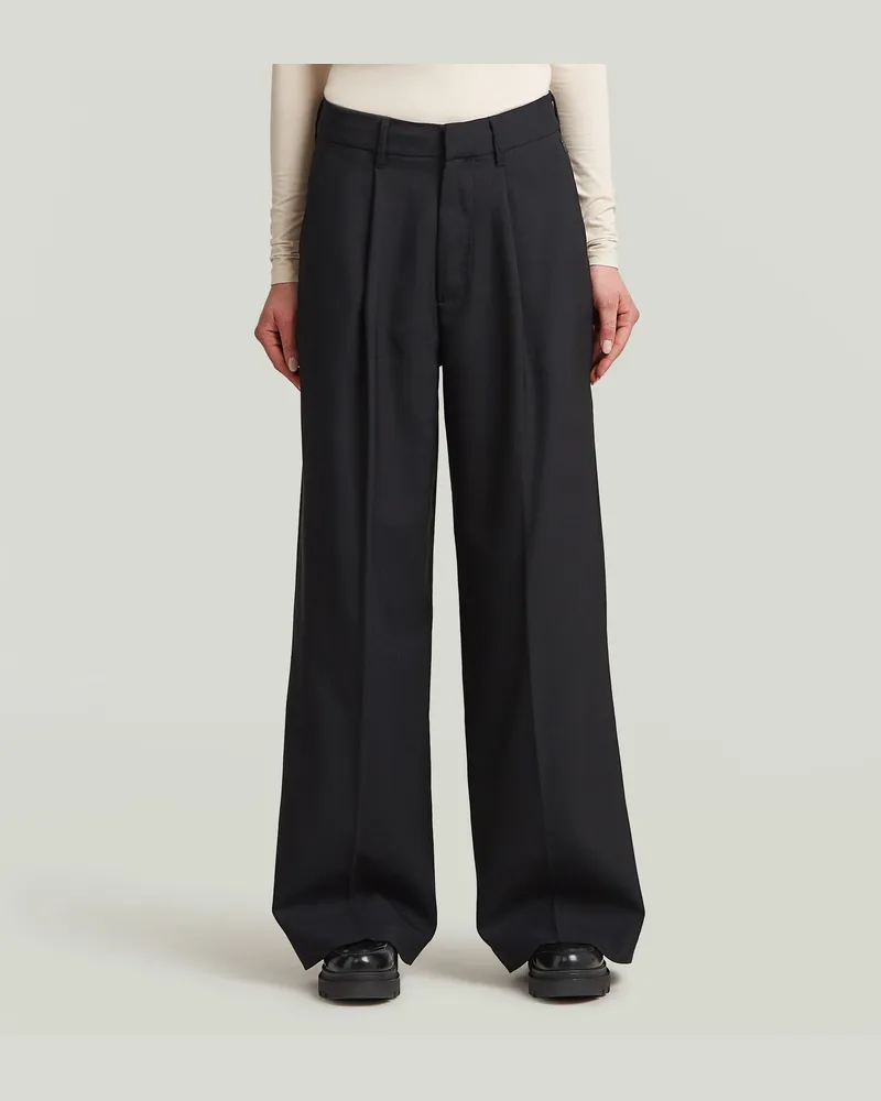G-STAR RAW Fluid Wide Leg Hose - Schwarz - Damen Schwarz