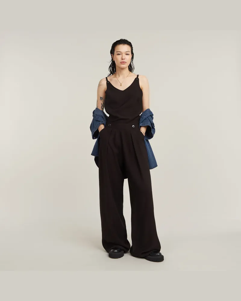 G-STAR RAW Fluid Strap Jumpsuit - Schwarz - Damen Schwarz