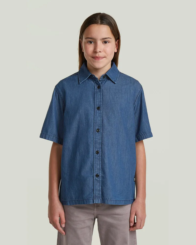 G-STAR RAW Girls Alfa Hemd - Mittelblau - mädchen Mittelblau