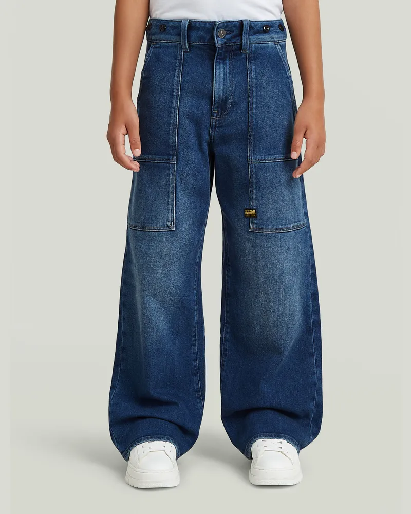 G-STAR RAW Girls Barrel Utility High Loose Jeans - Mittelblau - mädchen Mittelblau