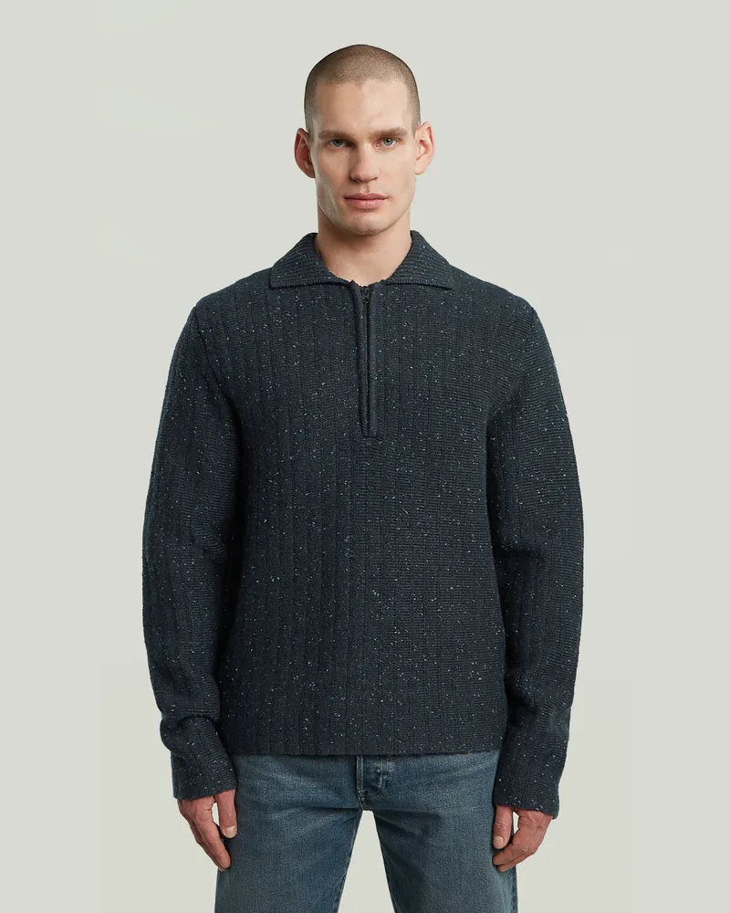 G-STAR RAW Polo Collar Half Zip Knit - Dunkelblau - Herren Dunkelblau