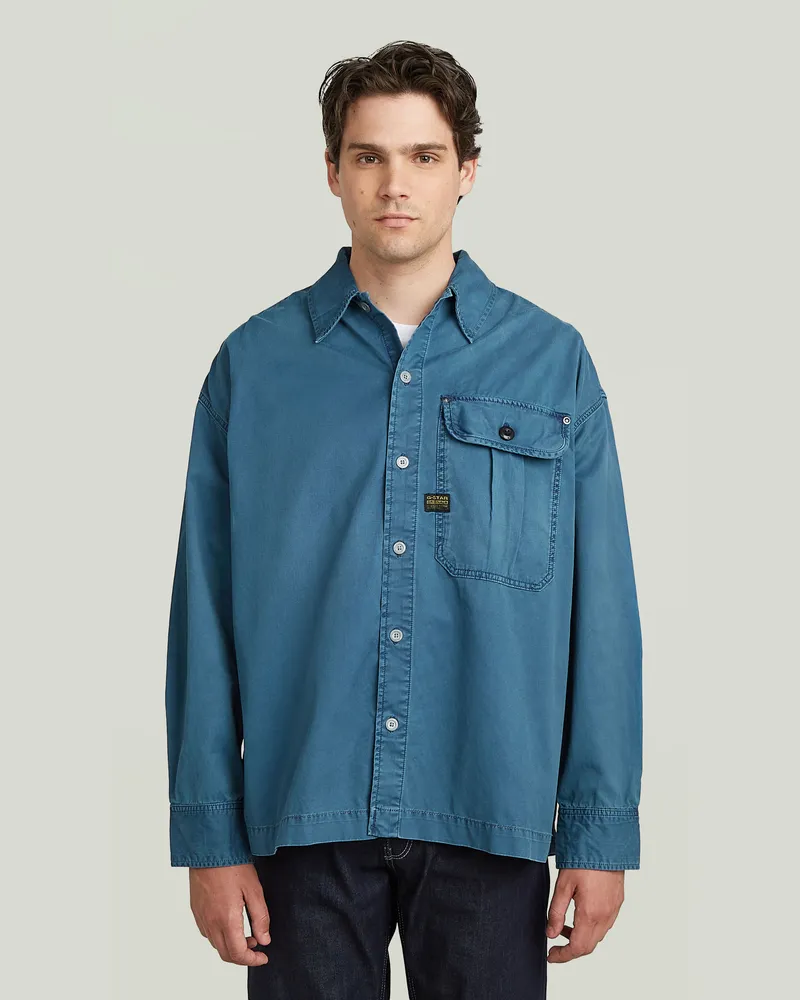 G-STAR RAW 1 Pocket Pleated Boxy Hemd - Mittelblau - Herren Mittelblau