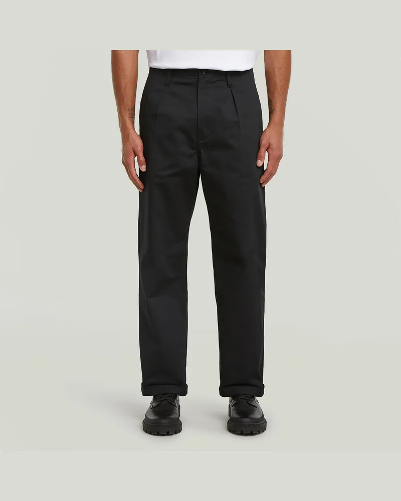 G-STAR RAW Pleated Chino Relaxed Straight - Schwarz - Herren Schwarz