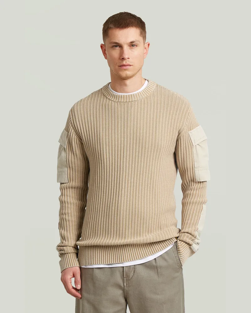 G-STAR RAW Woven Mix Washed Knit Pullover - Beige - Herren Beige