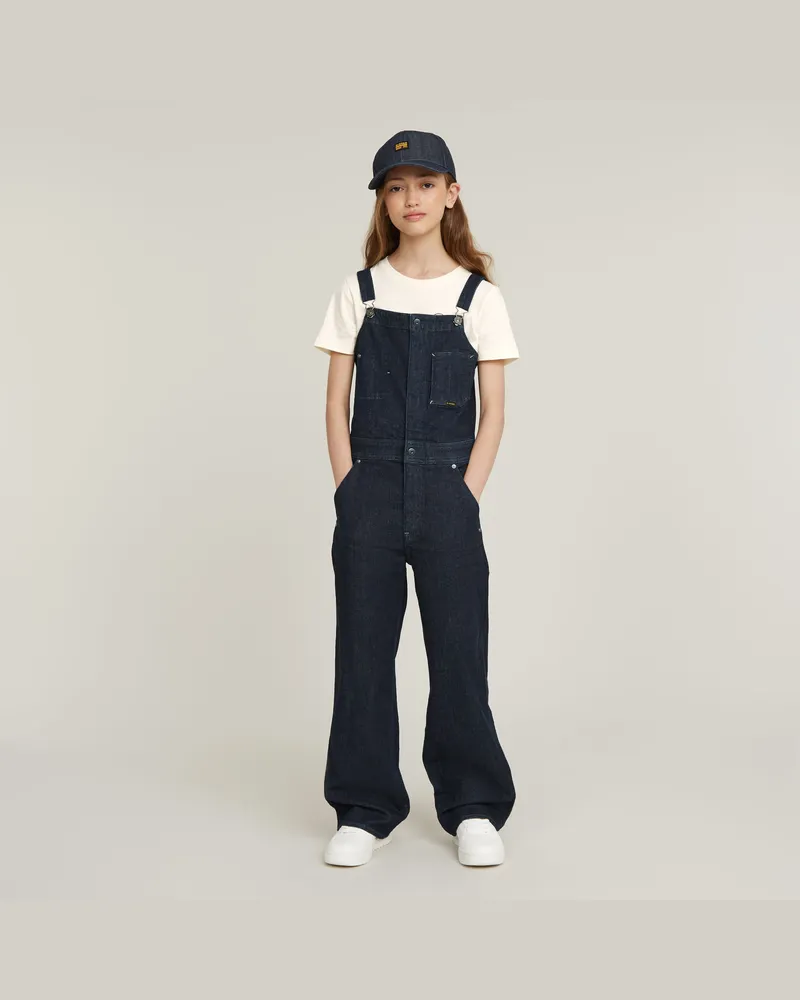 G-STAR RAW Mädchen Straight Leg Zip Latzhose - Dunkelblau - mädchen Dunkelblau