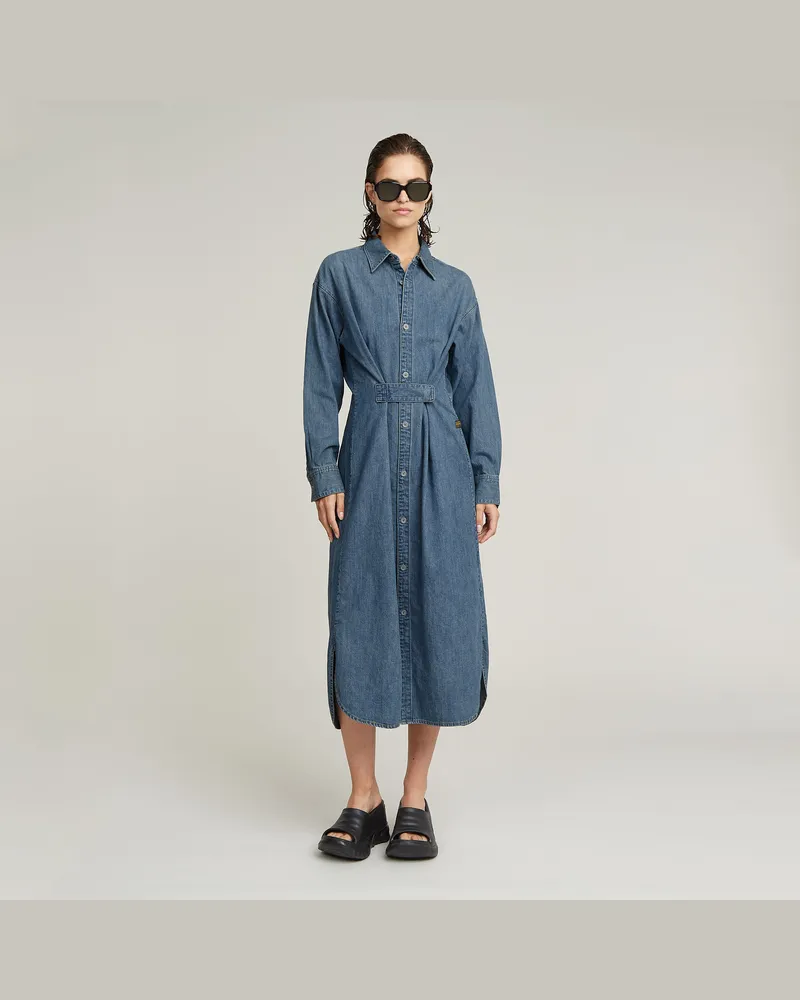G-STAR RAW Long Tab Shirt Kleid - Mittelblau - Damen Mittelblau