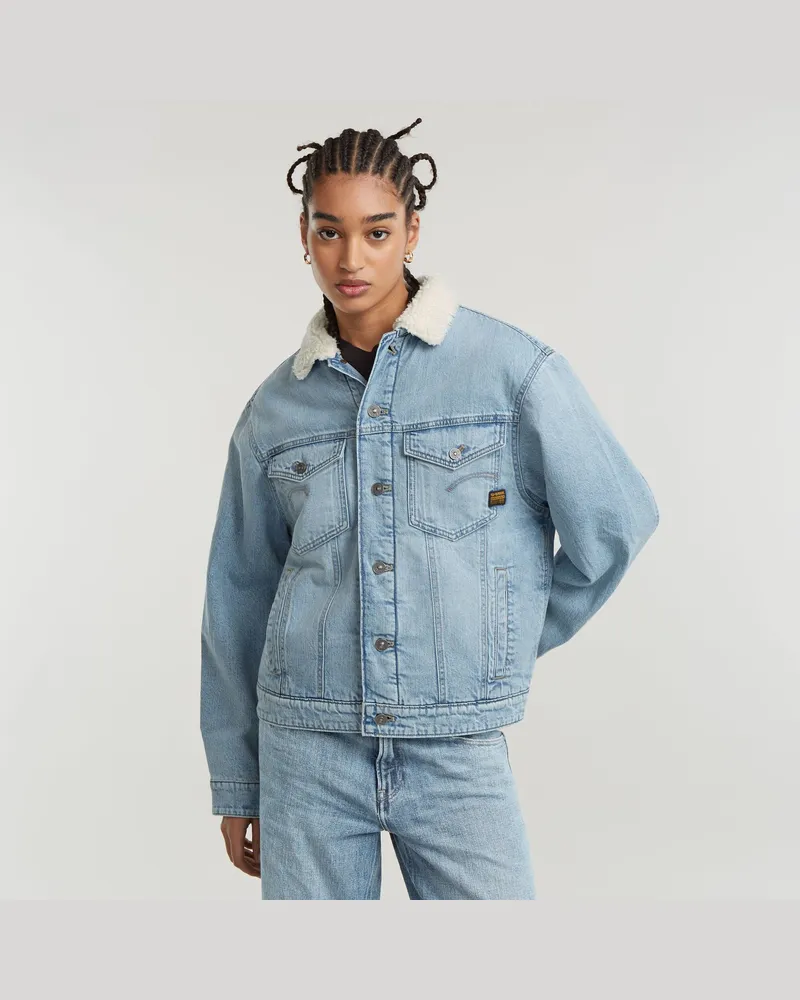 G-STAR RAW Relaxed Sherpa Jacke - Hellblau - Damen Hellblau