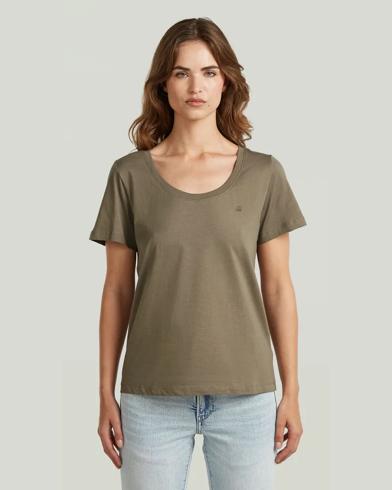 G-STAR RAW Scoop Neck T-Shirt - Braun - Damen Braun