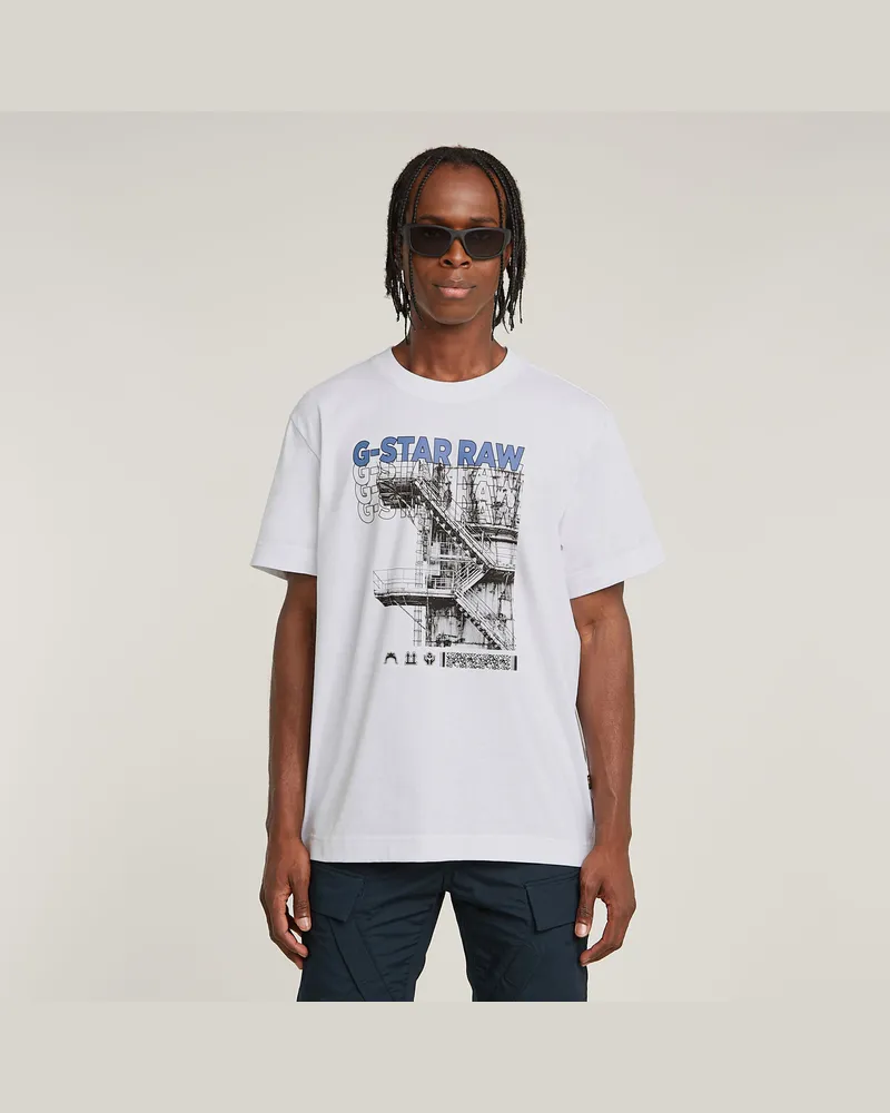 G-STAR RAW Stairs Graphic Loose T-Shirt - Weiß - Herren Weiß