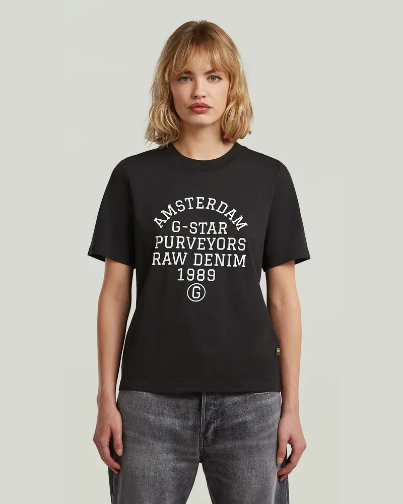 G-STAR RAW Text Graphic T-Shirt - Schwarz - Damen Schwarz