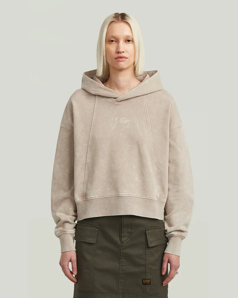G-STAR RAW Washed A Line Script Hoodie Sweater - Beige - Damen Beige