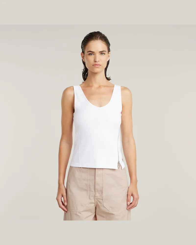 G-STAR RAW Asymmetrical Zip Slim Tanktop - Weiß - Damen Weiß