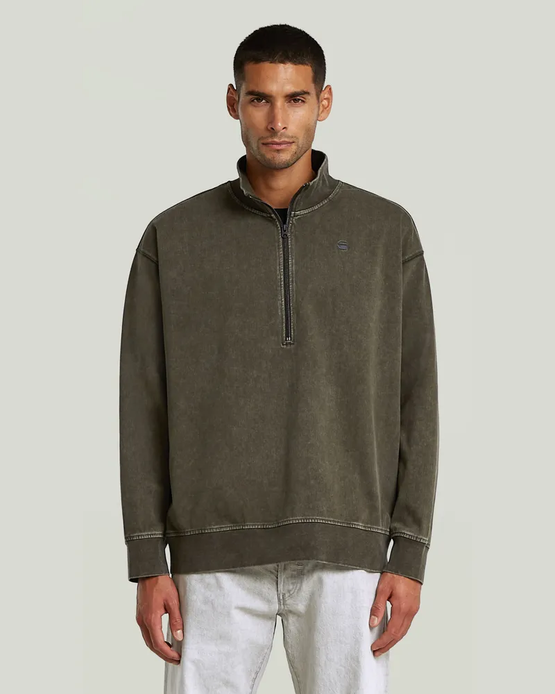 G-STAR RAW Washed HB Relaxed Half Zip Sweatshirt - Grau - Herren Grau