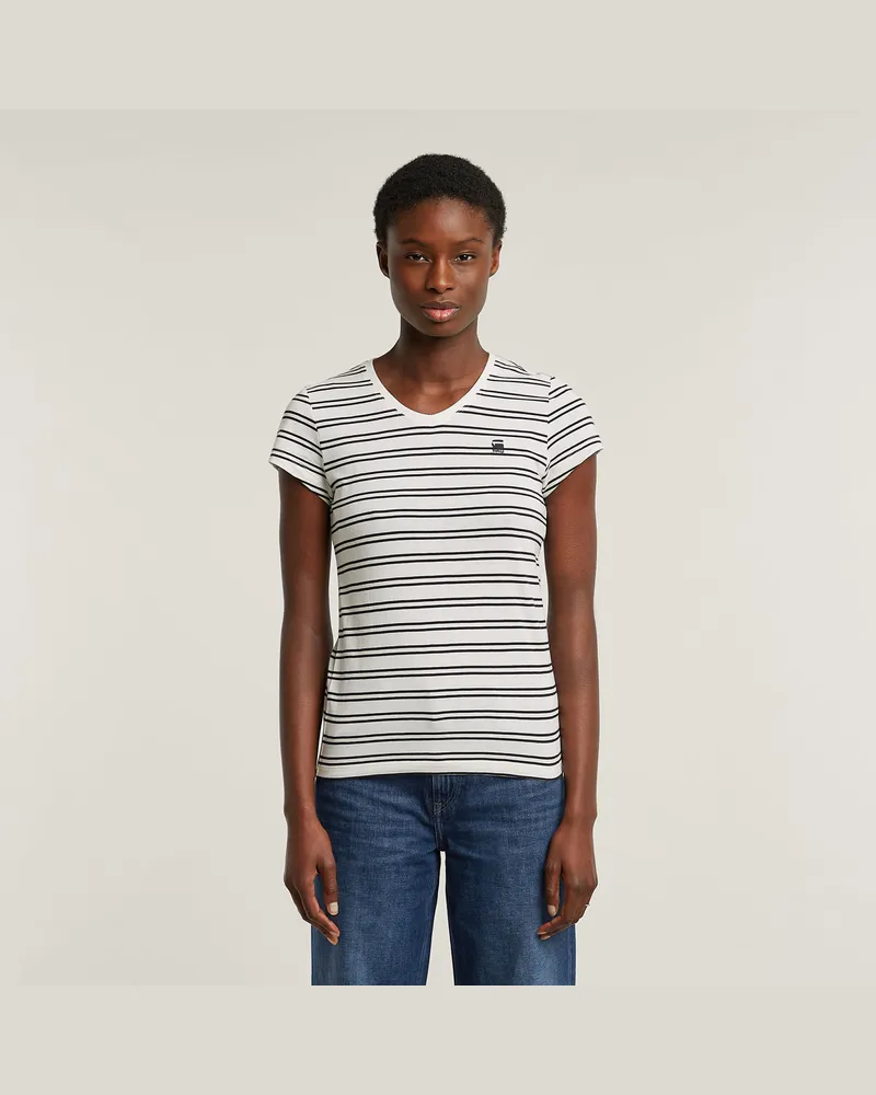 G-STAR RAW Stripe Eyben Slim V T-Shirt 2.0 - Mehrfarbig - Damen Mehrfarbig