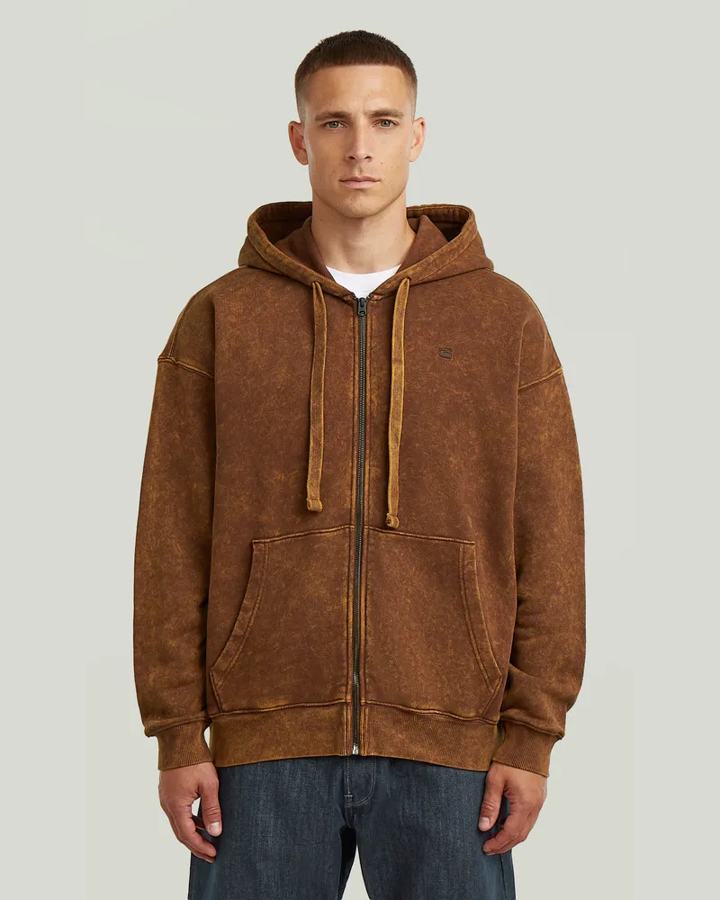 G-STAR RAW Washed Loose Full Zip Hoodie - Braun - Herren Braun