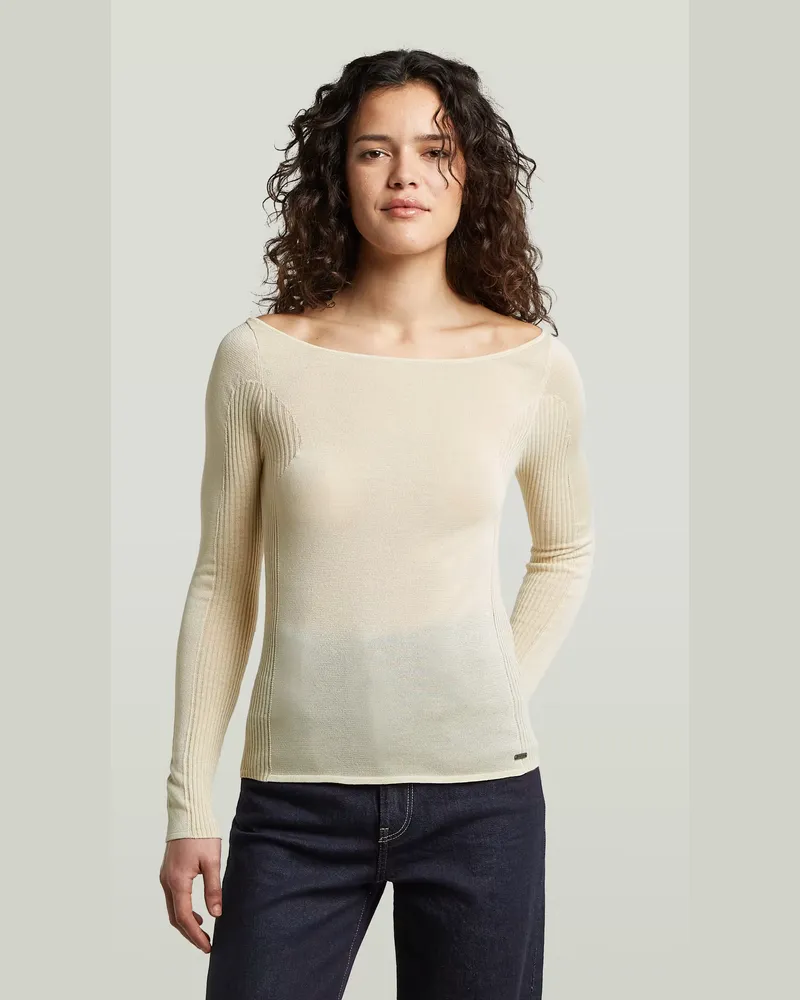 G-STAR RAW Engineered Sheer Slim Knit - Weiß - Damen Weiß