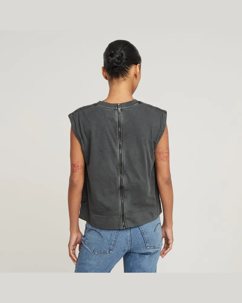 G-STAR RAW Back Zip Overdyed Top - Schwarz - Damen Schwarz