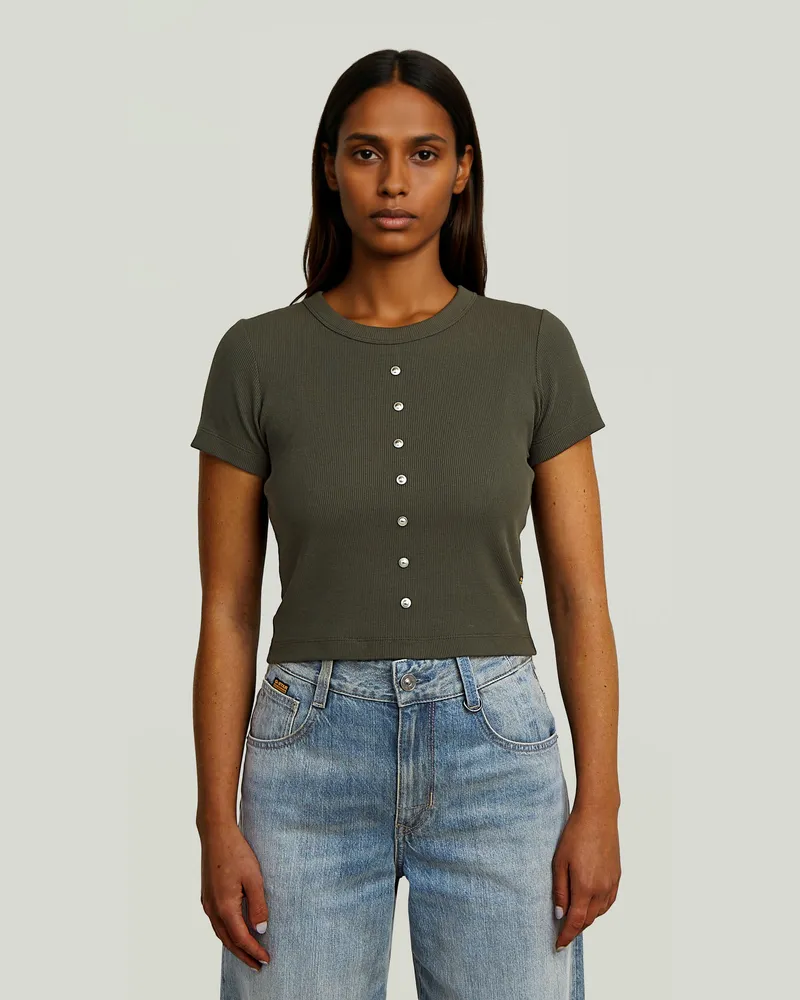 G-STAR RAW Heritage Hardware Baby T-Shirt - Grau - Damen Grau