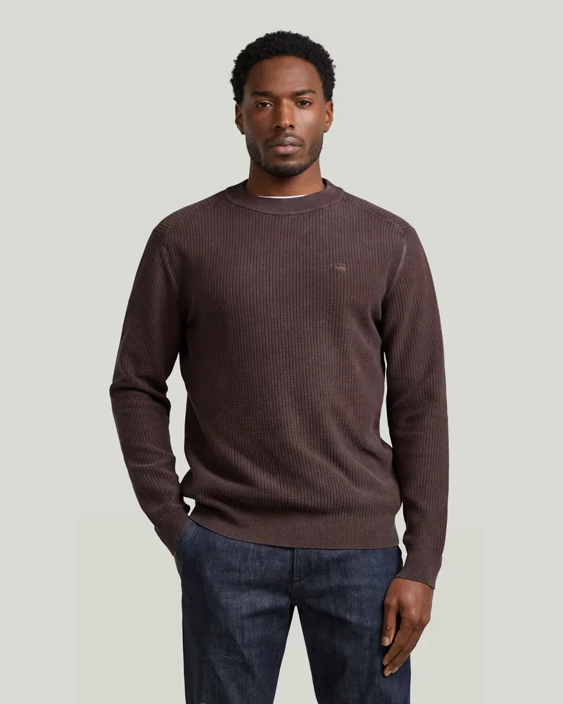 G-STAR RAW Washed Knit Pullover - Braun - Herren Braun