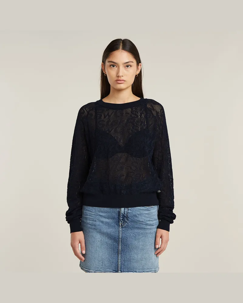 G-STAR RAW Pointelle Lightweight Knitted Pullover - Dunkelblau - Damen Dunkelblau