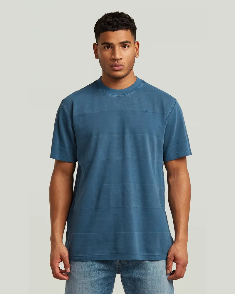 G-STAR RAW Washed Jacquard T-Shirt - Mittelblau - Herren Mittelblau