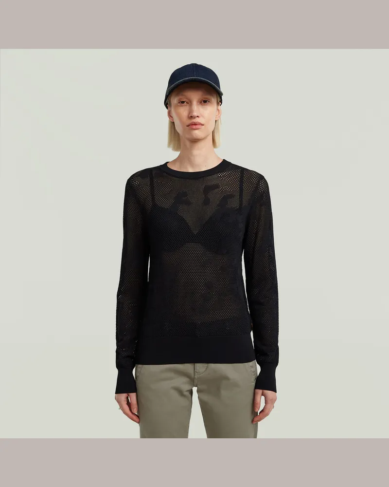 G-STAR RAW Pointelle Knit Pullover - Schwarz - Damen Schwarz