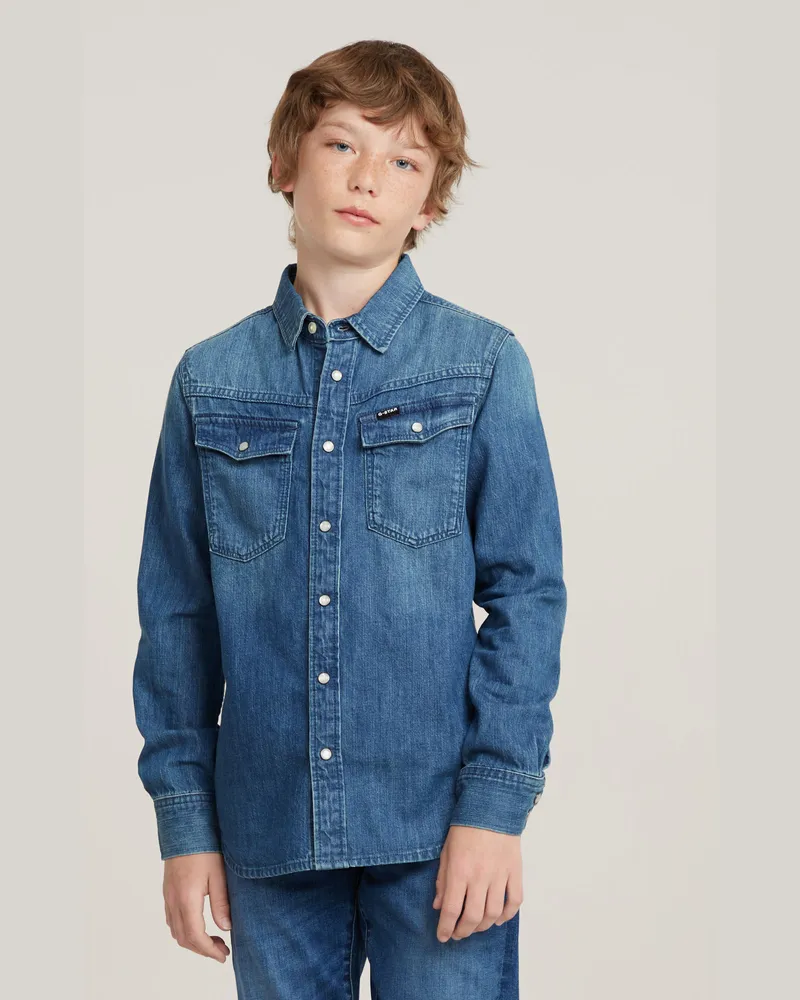 G-STAR RAW 3301 Boys Hemd - Mittelblau - jungen Mittelblau