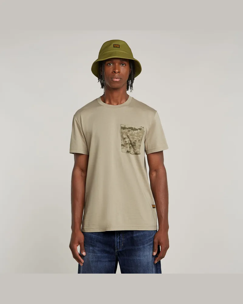 G-STAR RAW Shadow Woven Camo Pocket T-Shirt - Beige - Herren Beige