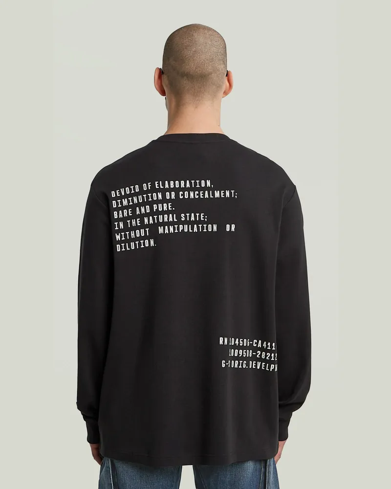 G-STAR RAW Back Embro Text Loose T-Shirt - Schwarz - Herren Schwarz
