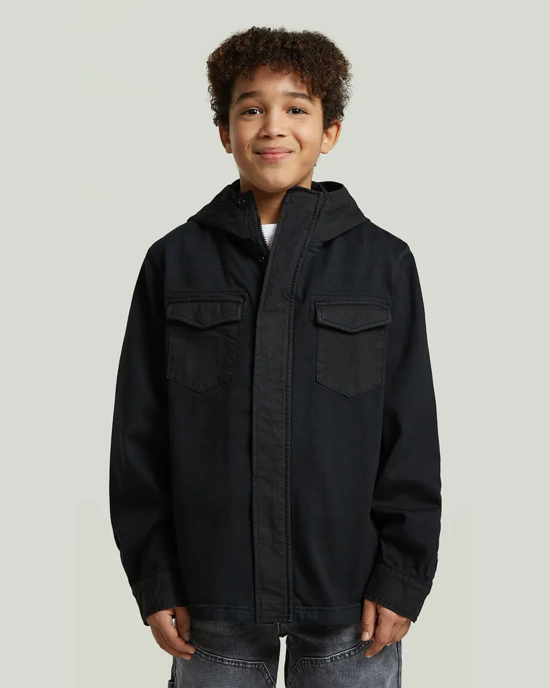 G-STAR RAW Boys Army Hooded Zip Hemd - Schwarz - jungen Schwarz