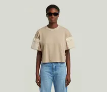 Washed Mix Boxy Cropped T-Shirt - Beige - Damen