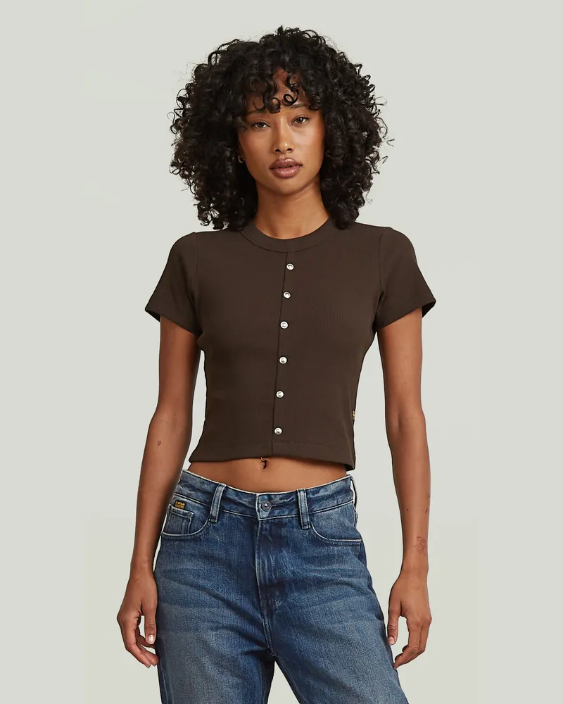 G-STAR RAW Heritage Hardware Baby T-Shirt - Braun - Damen Braun