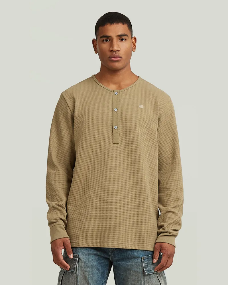 G-STAR RAW Structured Tweeter Grandad T-Shirt - Beige - Herren Beige