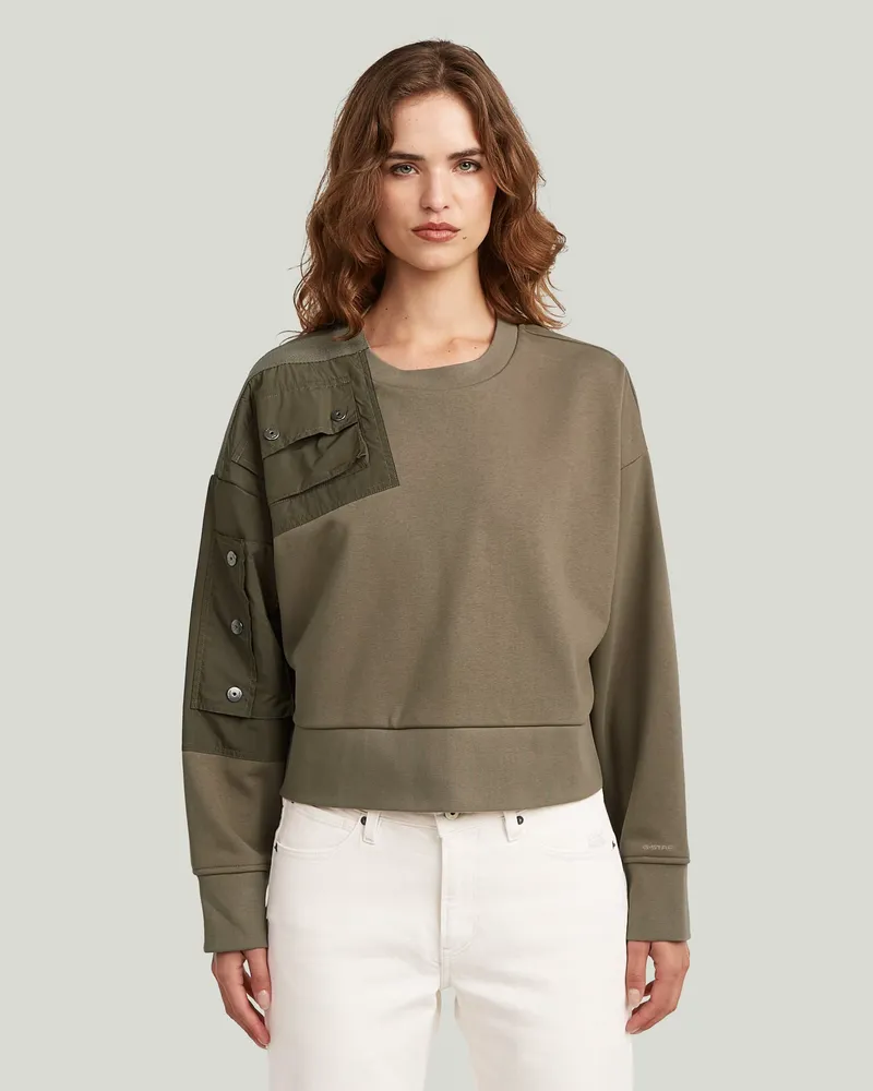 G-STAR RAW Heritage Hardware Loose Cropped Sweatshirt - Braun - Damen Braun