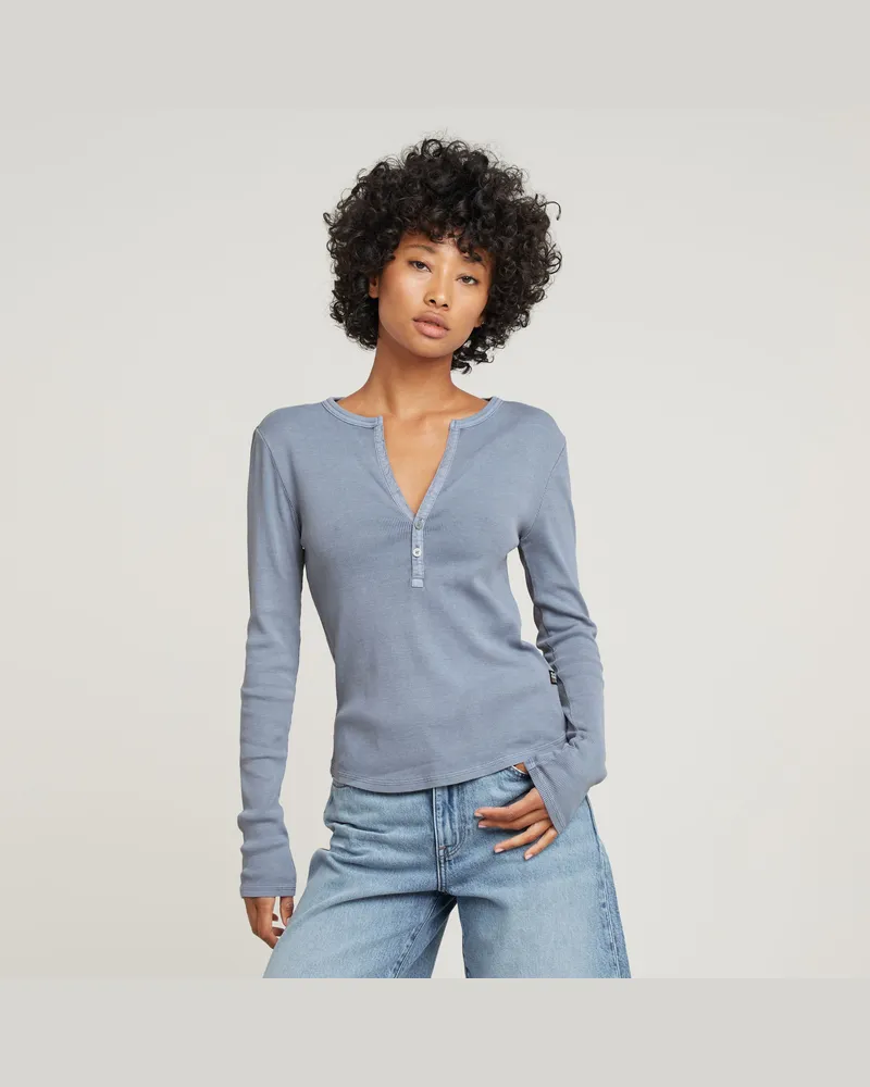 G-STAR RAW Deep V-Neck Slim Top - Hellblau - Damen Hellblau