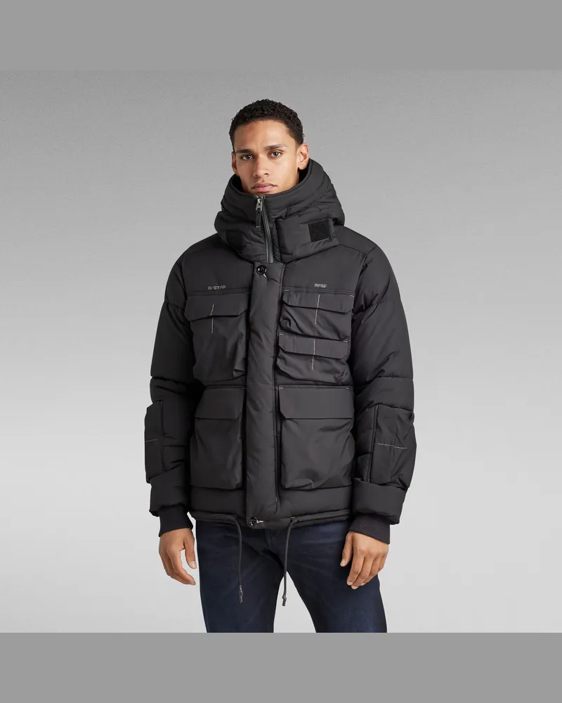 G-STAR RAW Field Hooded Puffer Jacke - Schwarz - Herren Schwarz