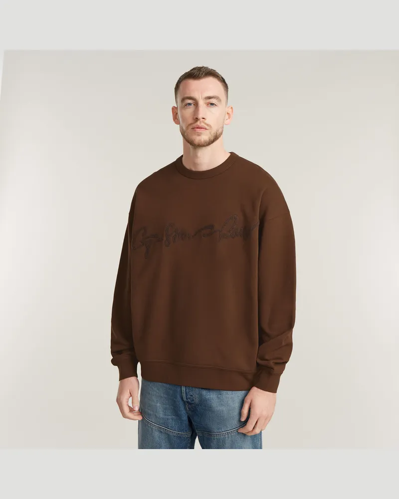 G-STAR RAW Chenille G-Script Loose Sweatshirt - Braun - Herren Braun