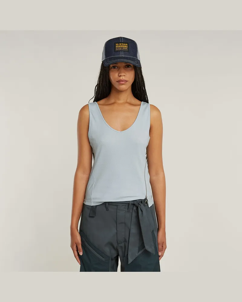 G-STAR RAW Asymmetrical Zip Slim Tanktop - Hellblau - Damen Hellblau