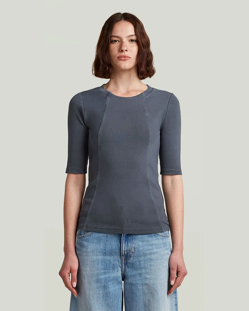 G-STAR RAW Washed A-Line Slim Rib T-Shirt - Dunkelblau - Damen Dunkelblau